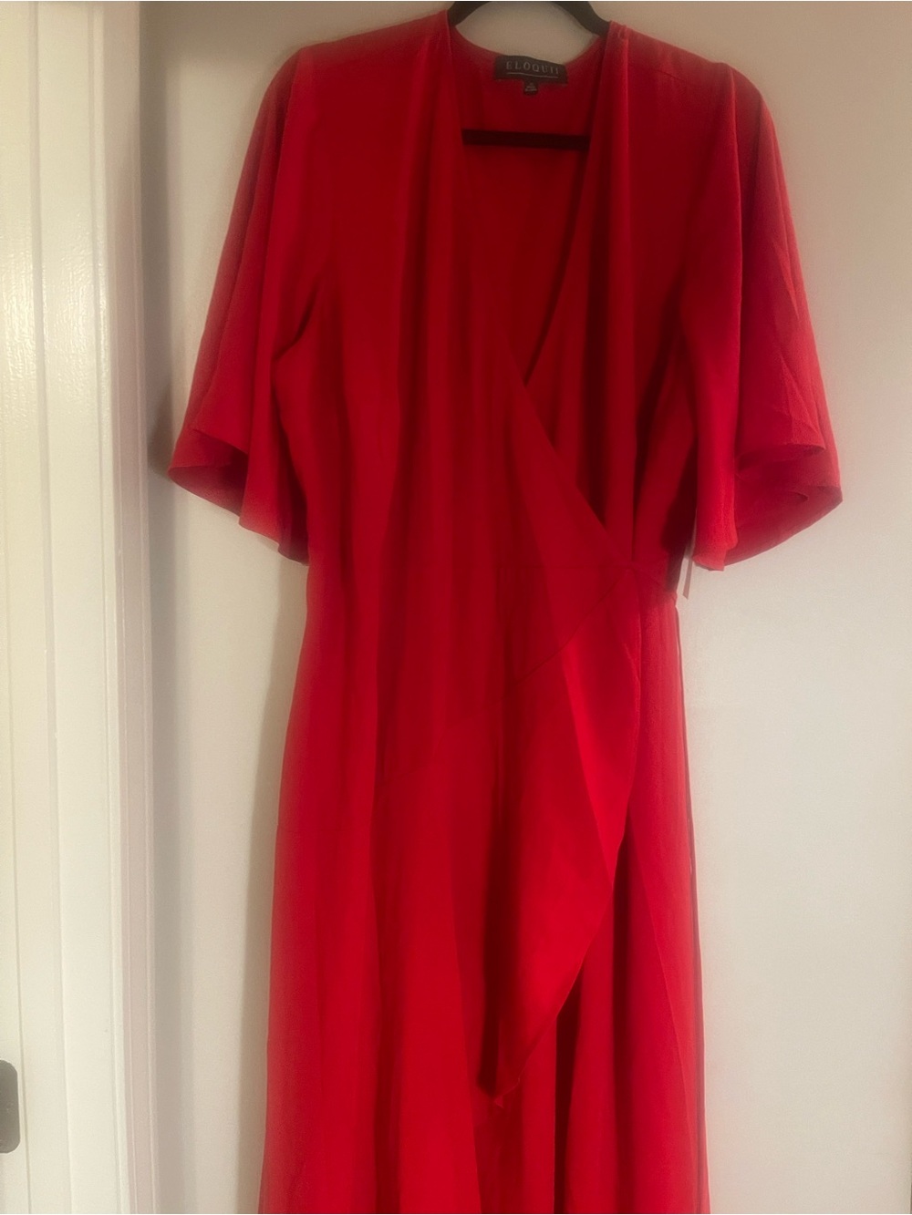 Eloquii Vibrant Red Midi Wrap Dress